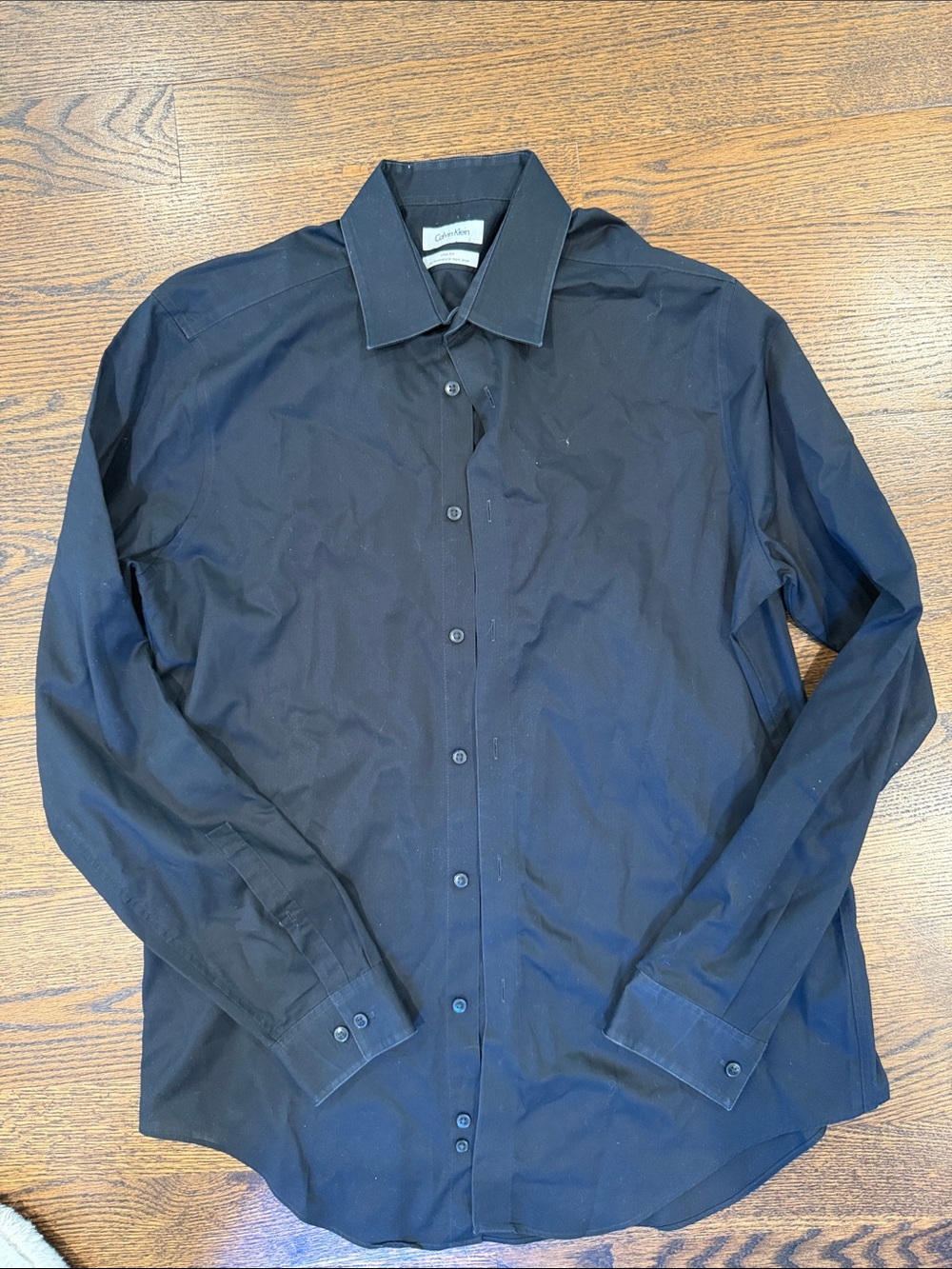 Calvin Klein Solid Black Long-Sleeve Dress Shirt